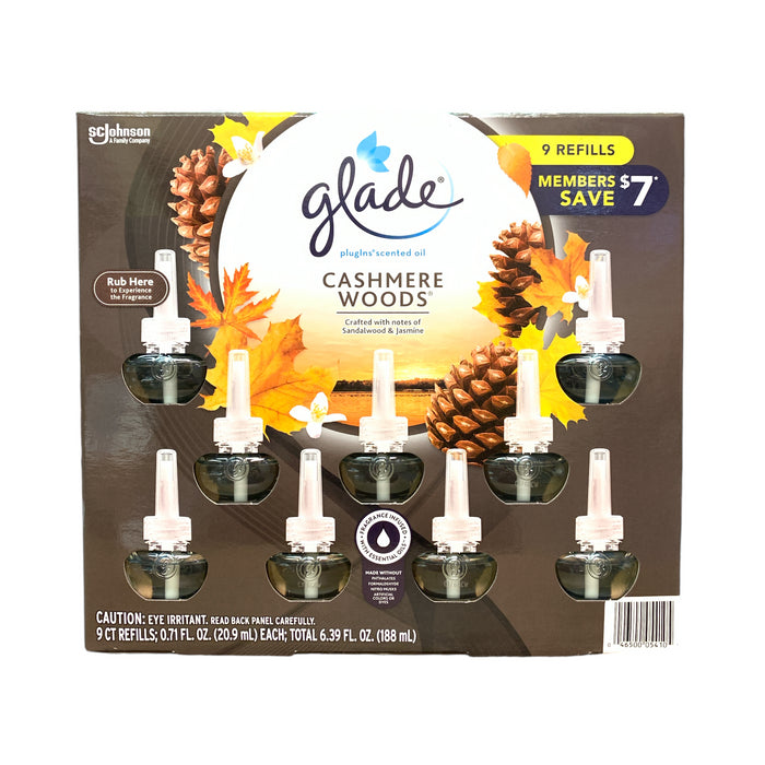 Glade Plugins Scented Oil, Cashmere Woods - Sandalwood & Jasper, 9 Refills