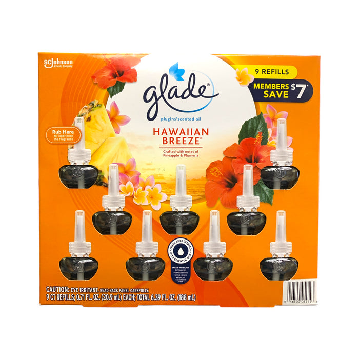 Glade Plugins Scented Oil, Hawaiian Breeze - Pineapple & Plumeria, 9 Refills