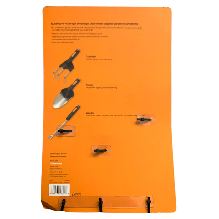 Fiskars 3-Piece Set DuraFrame Garden Tools -  Cultivator, Trowel & Weeder