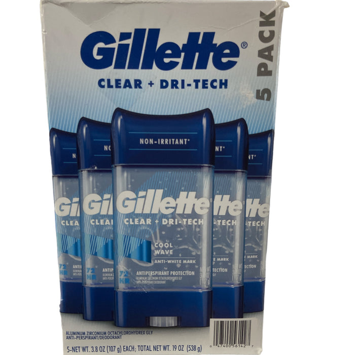 5 Pk Gillette Cool Wave Clear Gel Antiperspirant Deodorant