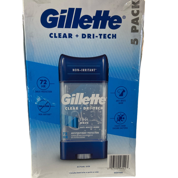 5 Pk Gillette Cool Wave Clear Gel Antiperspirant Deodorant