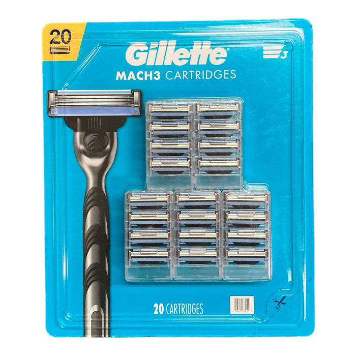 Gillette Mach3 Men's Three Bladed Razor Refills, 20 Count