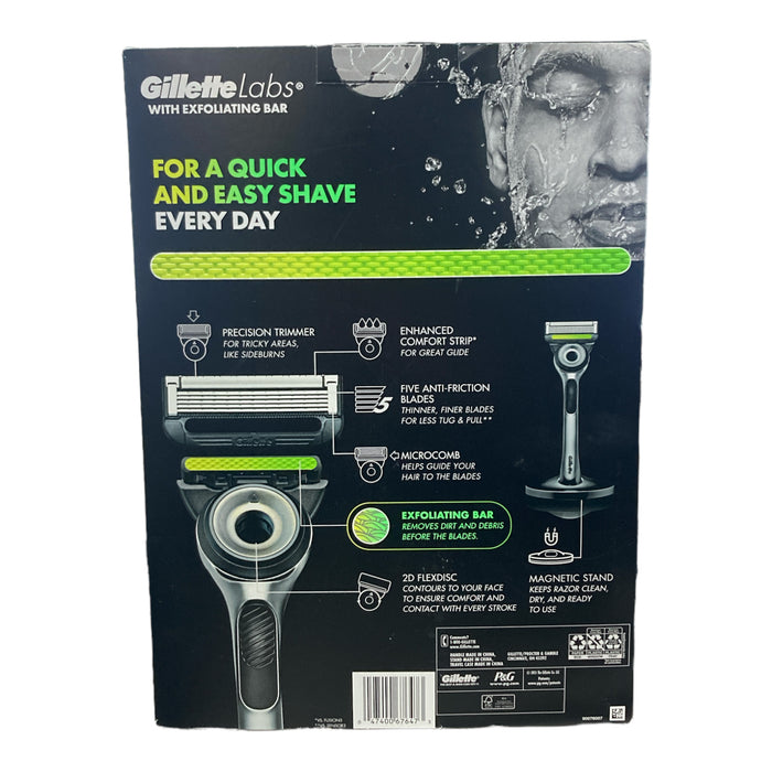 GilletteLabs with Exfoliating Bar Men's Razor & Travel Case + 6 Ct Blade Refills