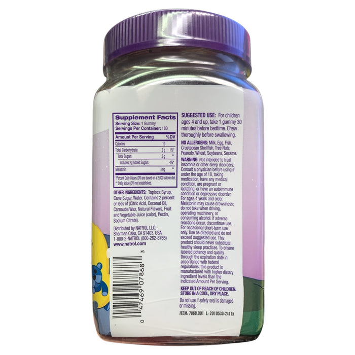 Natrol Kids Melatonin Sleep Gummies, 1mg, 180 Count, Raspberry (EXP - 02/2026)