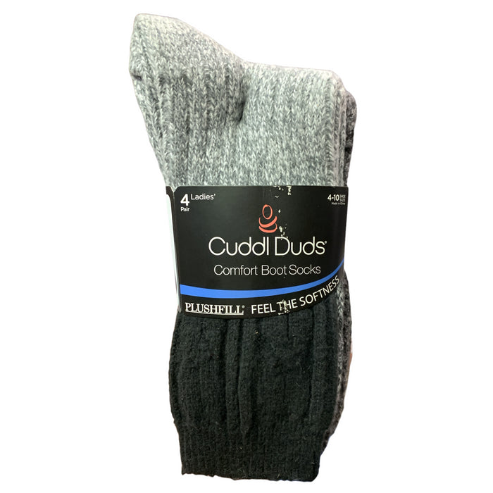 Cuddl Duds Women's Plushfill Super Soft Comfort Boot Socks, 4 Pair