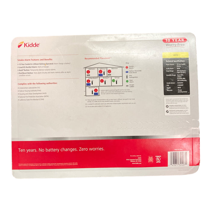 Kidde 10-Year Sealed Battery Smoke Detector & LED Light (2 Pack)