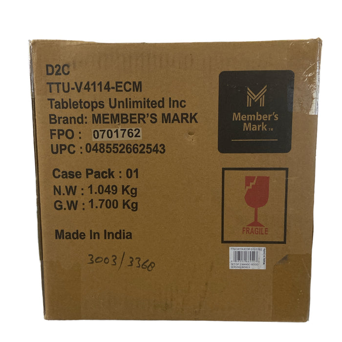 Member's Mark Set of 2 Mango Wood Serving Bowls Scarlet Floral