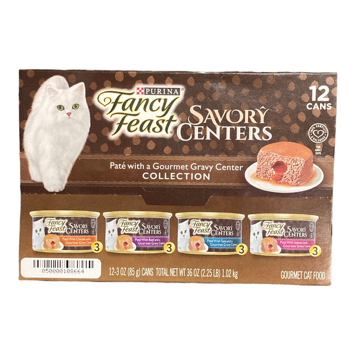 Purina Fancy Feast Savory Centers Wet Can Cat Food, Variety Pack (3oz, 12 Pack)