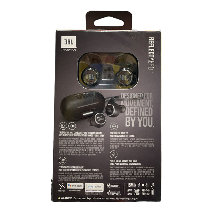 JBL Reflect Aero True Wireless Earbuds with Adaptive Noise Cancelling, Black