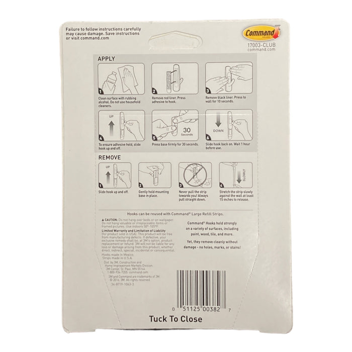 3M Command Large Utility Hooks, White, 12 Hooks, 18 Adhesive Strips