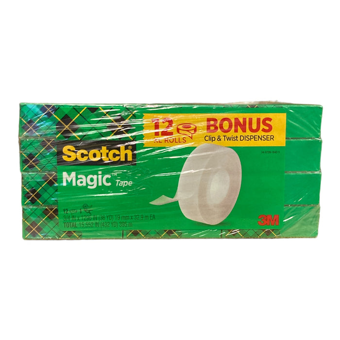 Scotch - 810 Magic Tape, 3/4" x 1,296" - 12 Rolls