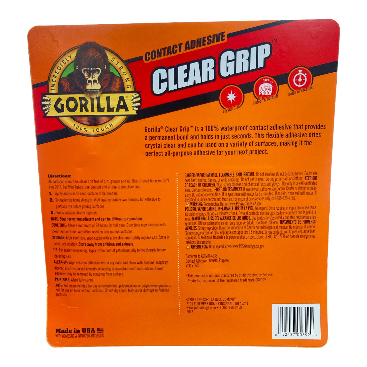 Gorilla Clear Grip Contact Adhesive Crystal Clear Water Proof 4 Pack