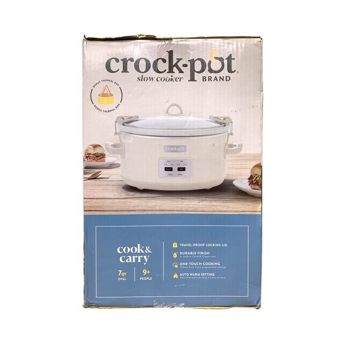 Crock-Pot 7-Quart Cook & Carry Slow Cooker & Thermal Carry Bag, Oat Milk Cream