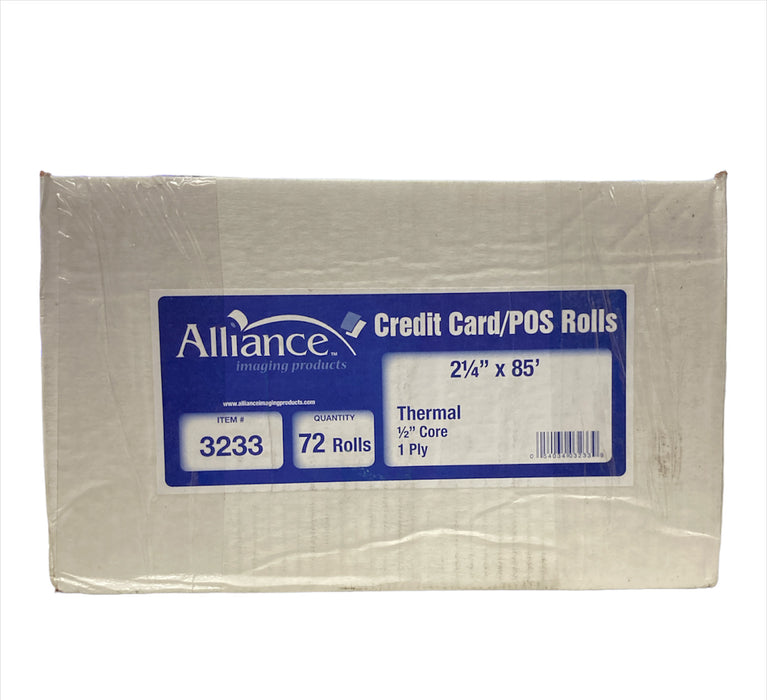 Alliance Thermal Paper Receipt Rolls, 2 1/4" x 85', White, 72 Rolls
