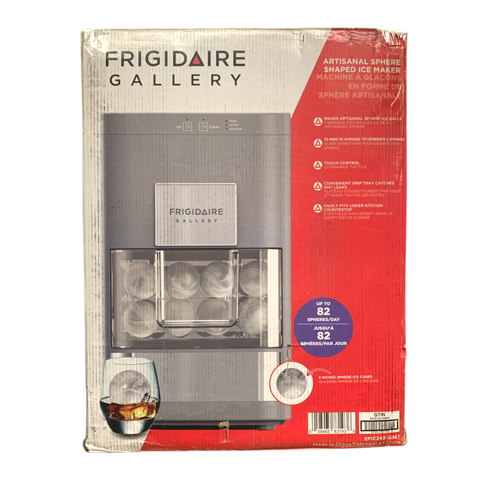 Frigidaire Gallery Artisanal Sphere Shaped Ice Maker, 2" Round Spheres (Grey)