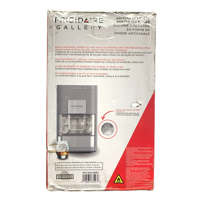 Frigidaire Gallery Artisanal Sphere Shaped Ice Maker, 2" Round Spheres (Grey)