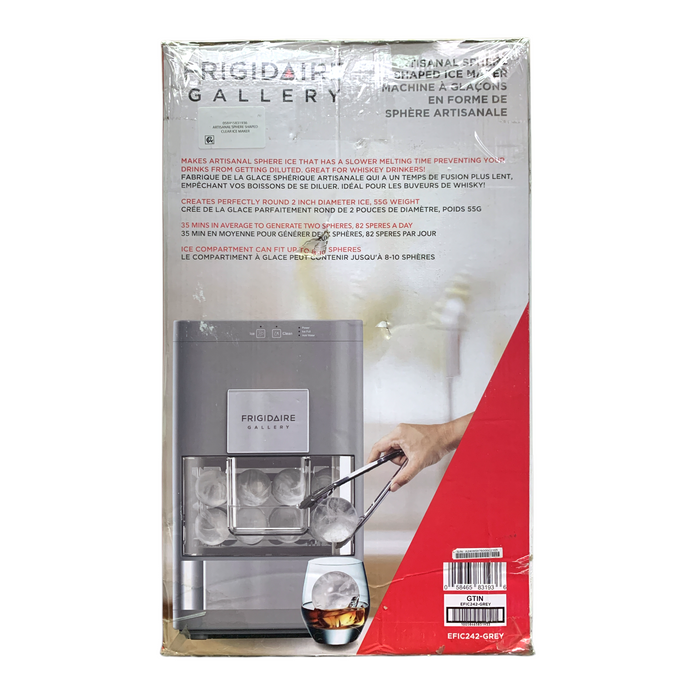 Frigidaire Gallery Artisanal Sphere Shaped Ice Maker, 2" Round Spheres (Grey)