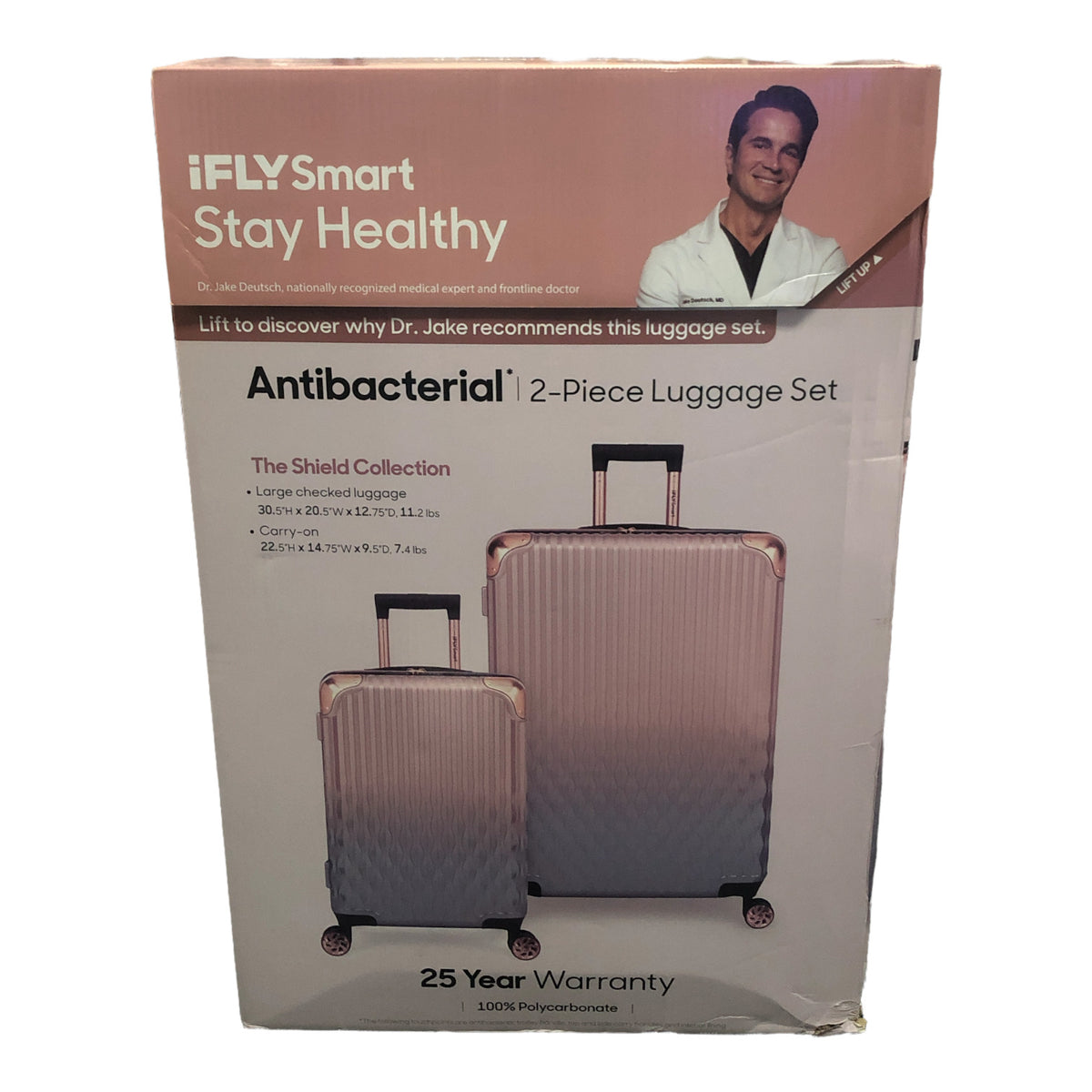 iFLY Smart Shield Collection Antibacterial Travel Set, 2 Piece, Rose G ...