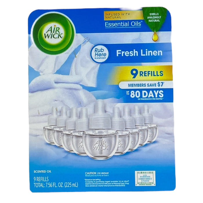 Air Wick Scented Oil Air Freshener, Fresh Linen, 9 refills