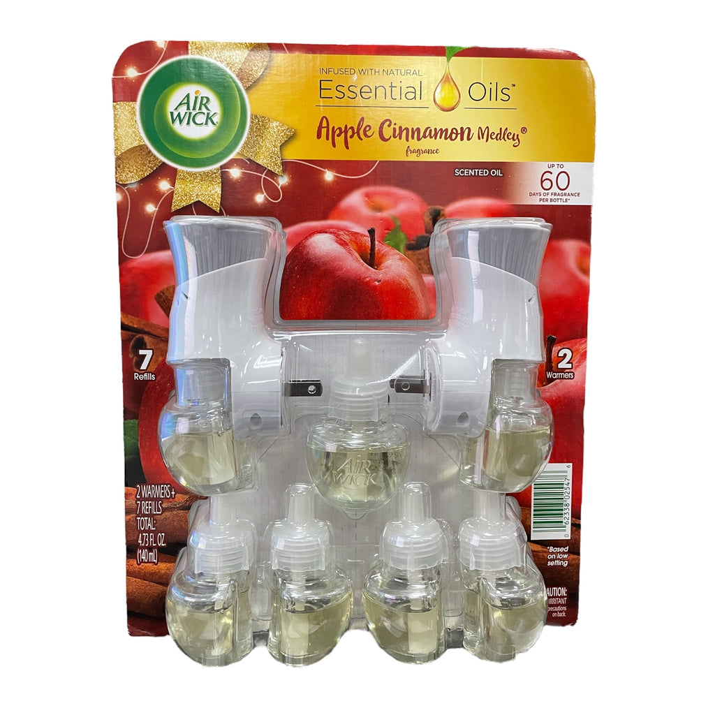 Air Wick Apple Cinnamon Medley, 7 Scented Oil Refills + 2 Warmers