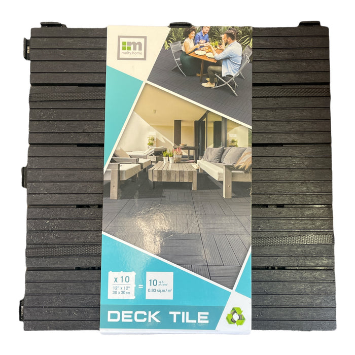 Multy Home Deck Tile 12" x 12", Join & Click, Cosmo Deck, Slate (10 Pack)