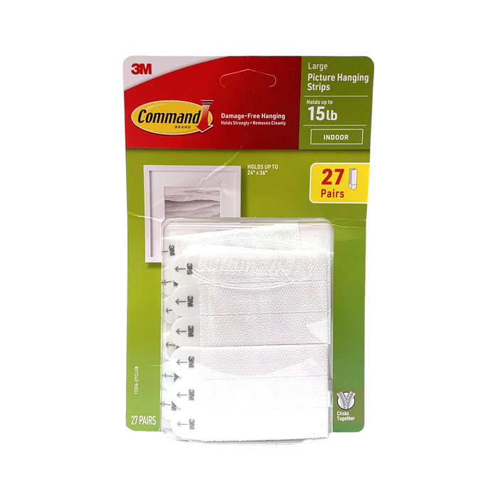 3M Command Damage-Free Hanging Strips, Large Picture Hanging Strips, 15lbs, 27ct