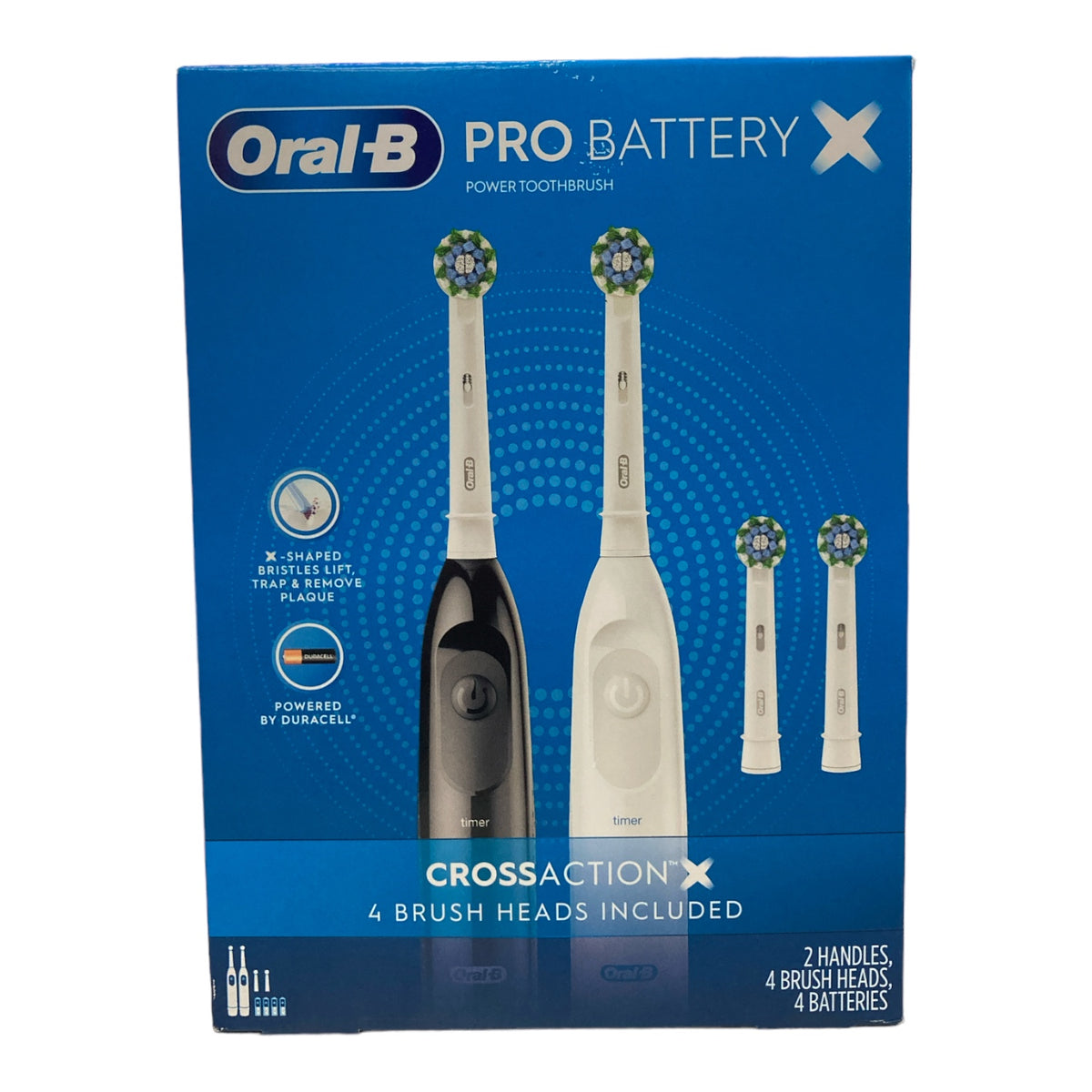 OralB Pro Advantage Battery Power Toothbrush (2 Handles + 4 Brush Hea