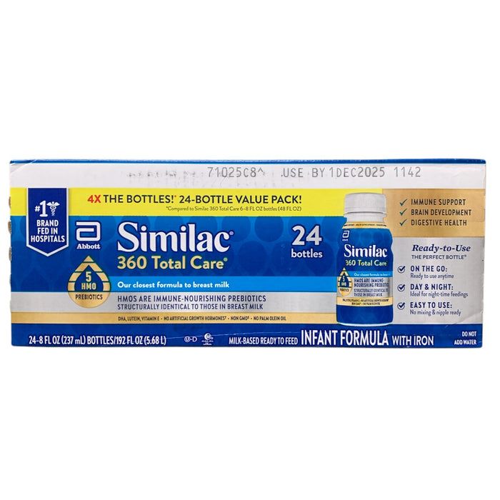 Similac 360 Total Care Ready to Eat Instant Formula, 24x8oz. bottles - EXP 12/25