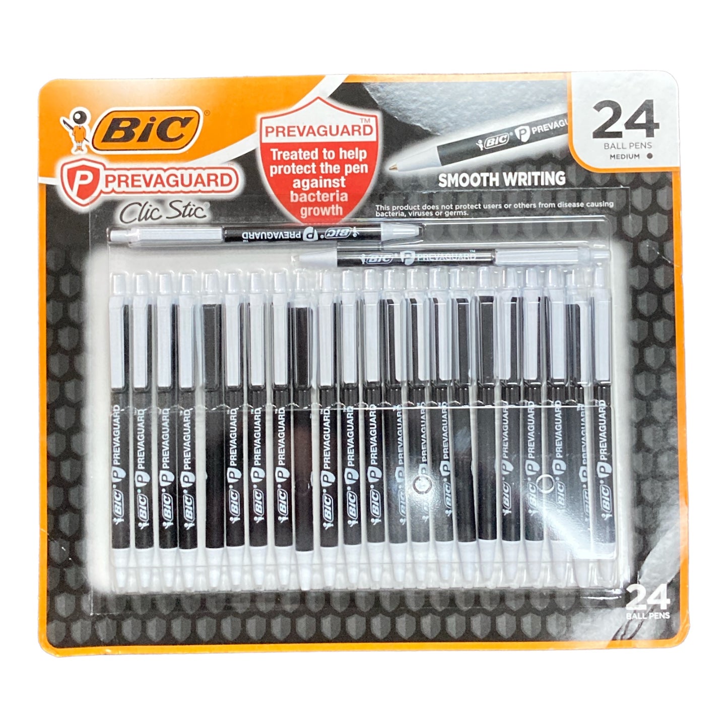 BIC Prevaguard Anti-Microbial Retractable Ball Pen Med (1.0 mm) Black (24 Ct)