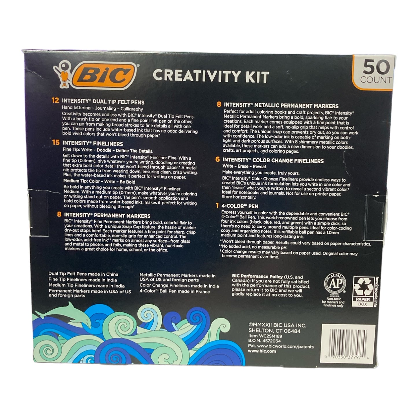 BIC Ultimate Creativity Kit 50 Markers Felt Tip Pens Set Dual Tip Color Change