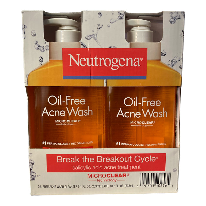 Neutrogena Oil-Free Acne Fighting Face Wash, 9.1 Fluid Ounce (Pack of 2)