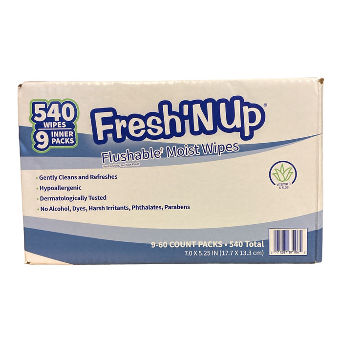 Fresh N Up Hypoallergenic Flushable Scented Wipes (540 Count)