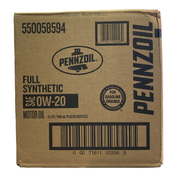 Pennzoil 0W-20 Gasoline Full Synthetic Motor Oil 1 qt - Box of 6