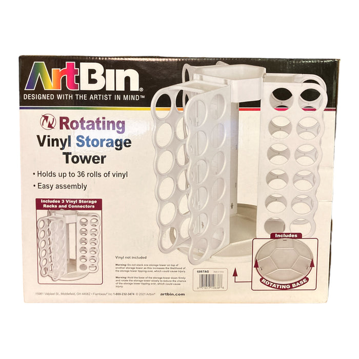 ArtBin Sheet Organizer Stores Up to 36 Rolls, Rotating Vinyl Storage Rack, White