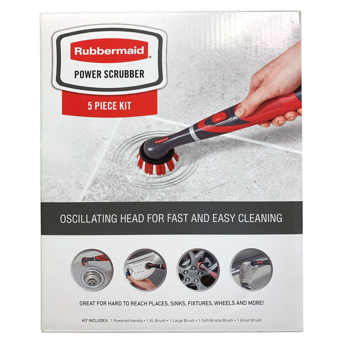 Rubbermaid Oscillating Head Power Scrubber 5-Piece Set for Fast & Easy Cleaning