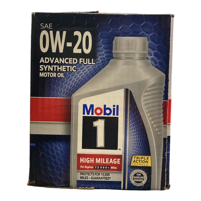 Mobil 1 High Mileage Triple Action Formula Motor Oil 0W-20, 6 Pack/1 qt.