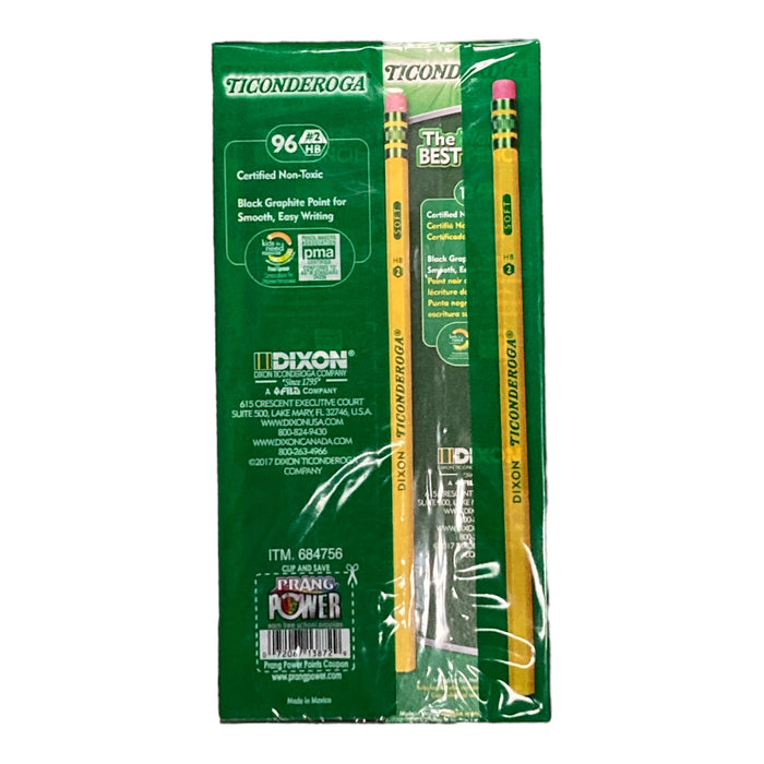 Ticonderoga Woodcase Pencil, HB #2, Yellow Barrel, 96ct.