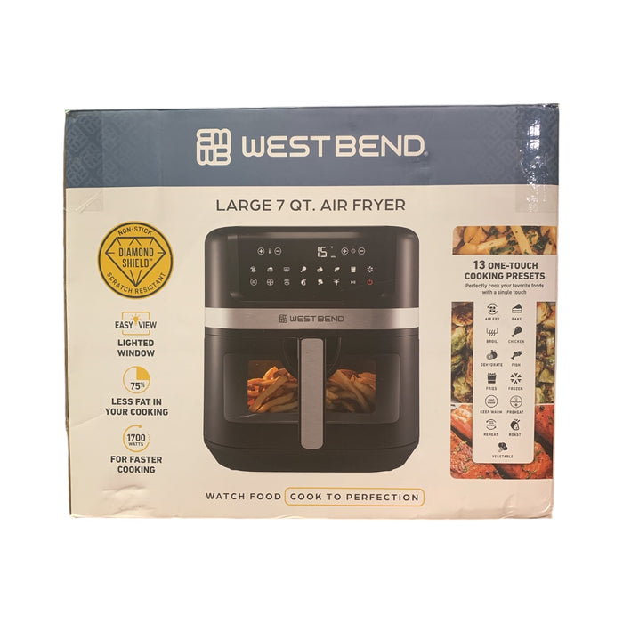 West Bend 7QT Air Fryer With Dishwasher-Safe Basket and 13 One-Touch Presets