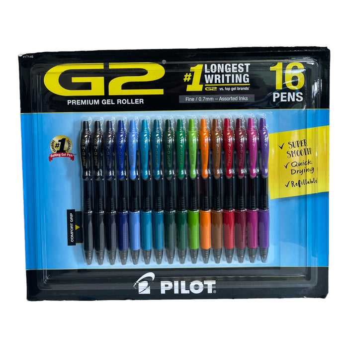 Pilot G2 Premium Refillable Retractable Gel Ink Pens, Fine Point (0.7mm) 16 Ct