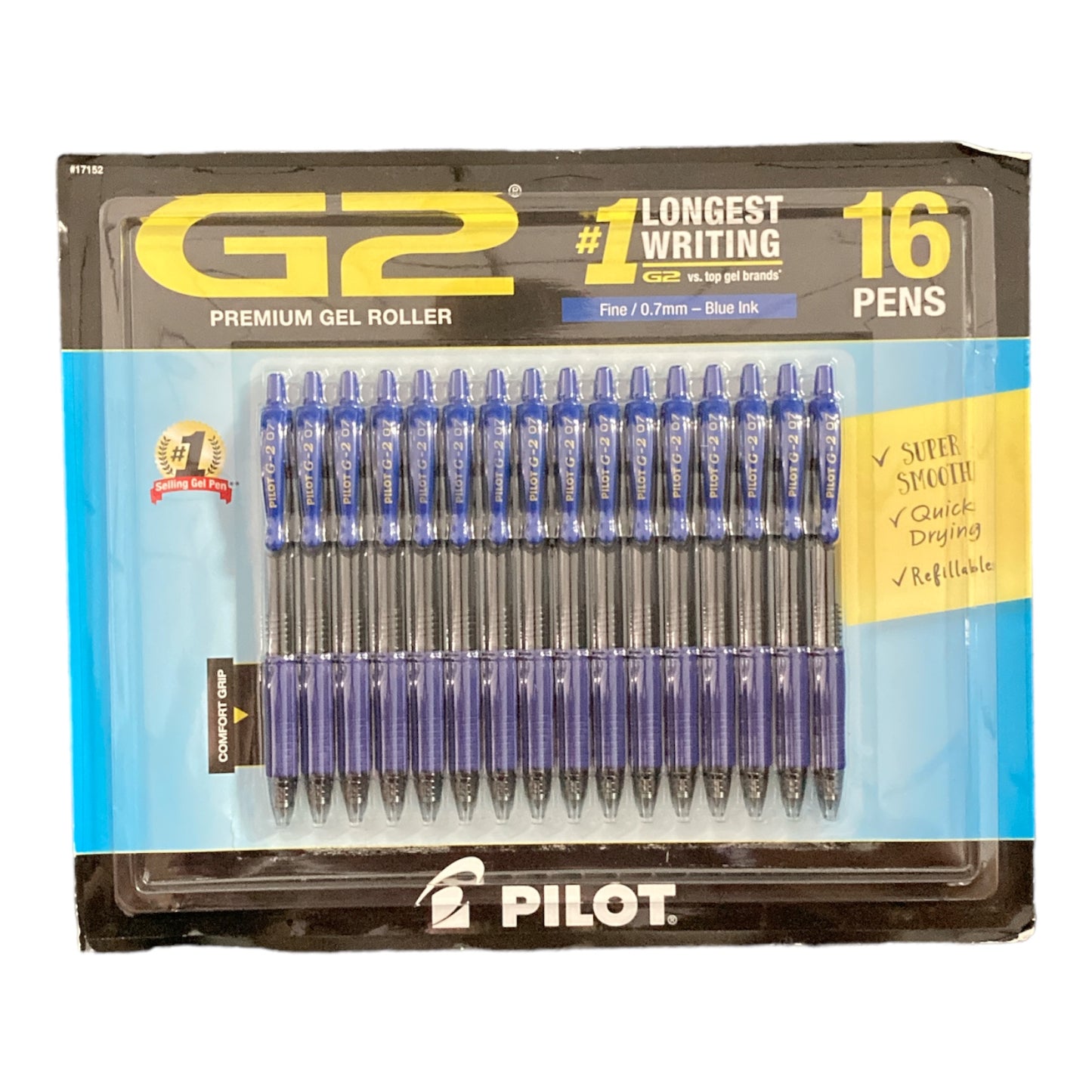Pilot - G2 Gel Roller Ball Pens Retractable Blue Ink Fine - 16 Pens