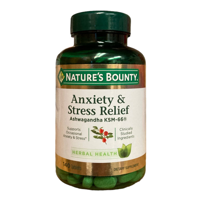 Nature's Bounty Anxiety & Stress Relief Ashwagandha KSM-66 Tablets (140 Count)