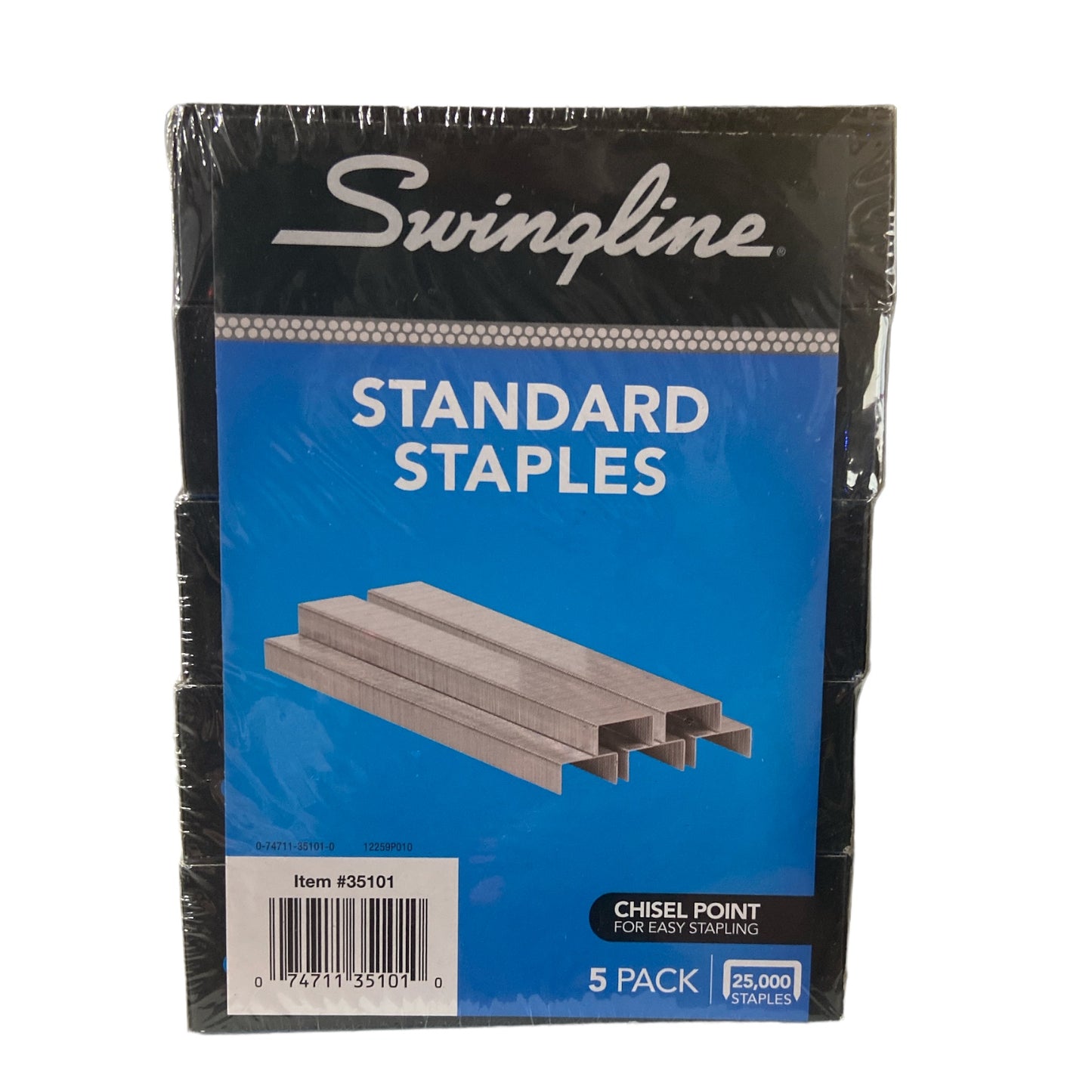 Swingline Staples, 5 Pack, Standard Staples,1/4" Length, 210/Strip, 5000/Box