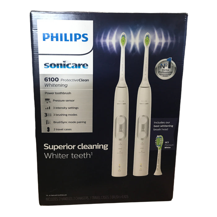 Philips Sonicare ProtectiveClean 6100 Whitening Electric Toothbrush White (2 pk)