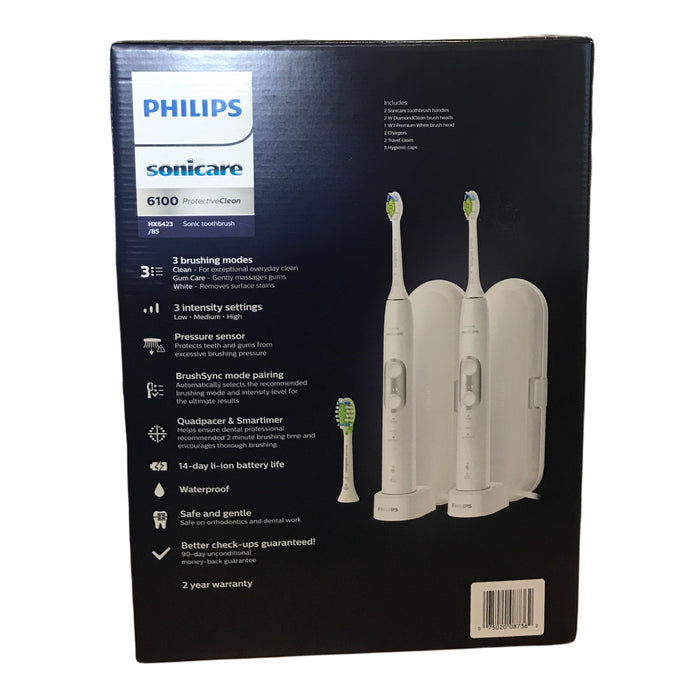 Philips Sonicare ProtectiveClean 6100 Whitening Electric Toothbrush White (2 pk)