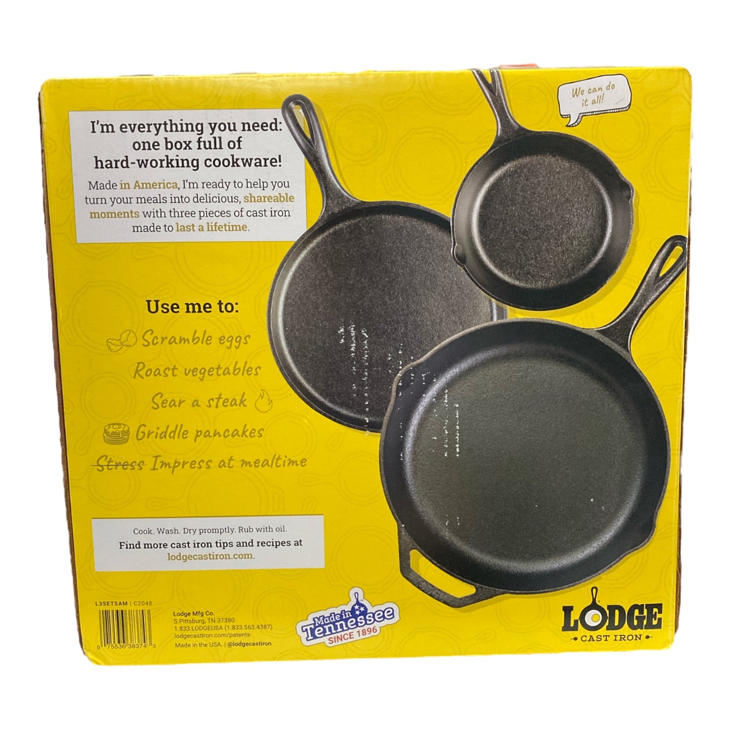 Lodge Cast Iron 3-Piece Cookware Set