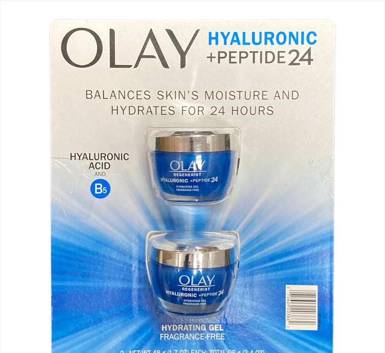 Olay Regenerist Hyaluronic + Peptide 24 Gel Face Moisturizer, 1.7 Ounce (2 Pack)