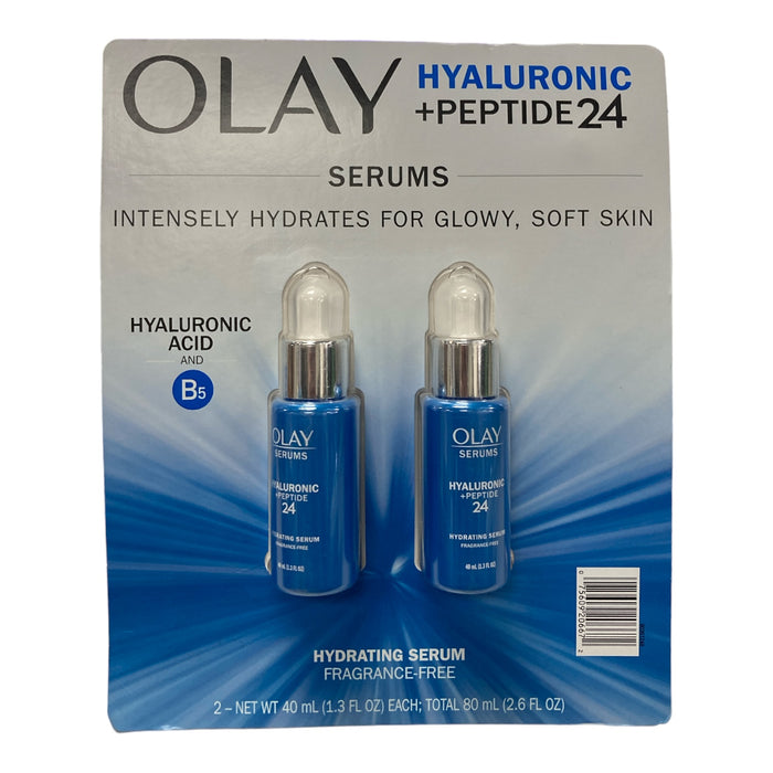 Olay Hyaluronic + Peptide 24 Serum Fragrance-Free 1.3 Fluid Ounce (Pack of 2)