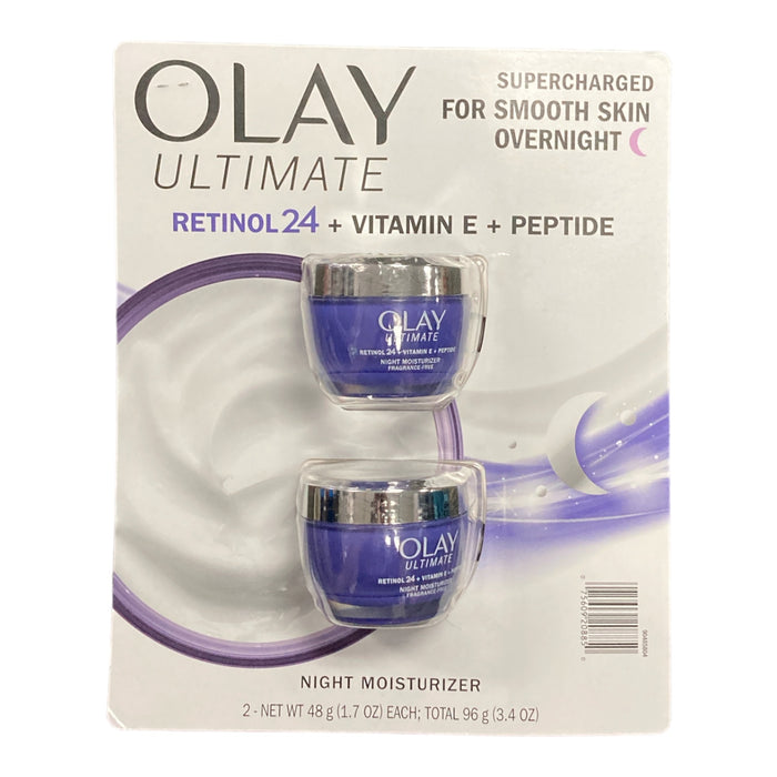 Olay Ultimate Retinol 24 + Vitamin E + Peptide Night Moisturizer (1.7oz, 2 Pack)