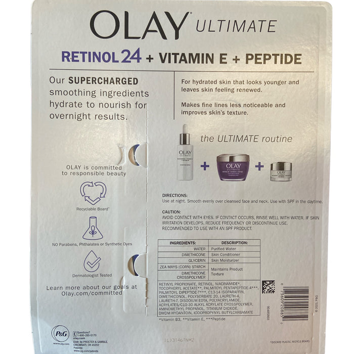 Olay Ultimate Retinol 24 + Vitamin E + Peptide Night Moisturizer (1.7oz, 2 Pack)