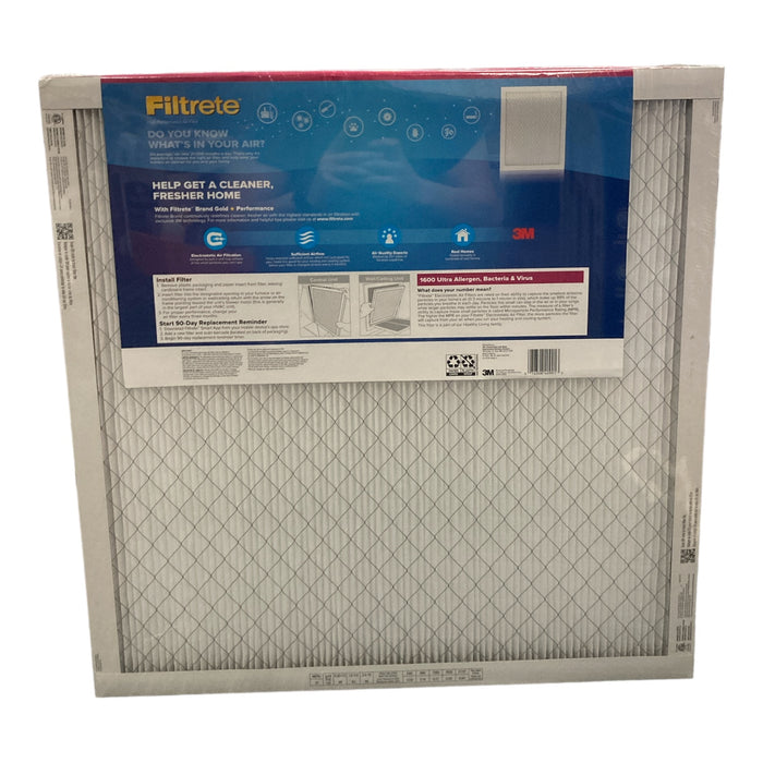 Filtrete Ultra Allergen 2X Bacteria and Virus Filter, 1600 MPR, 4 Pack, 25x25x1